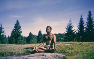 Swami Vishnudevananda meditating at Sivananda Ashram Yoga Camp Val Morin Quebec